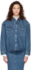 Wardrobe.nyc Indigo Faded Denim Jacket In Indigo
