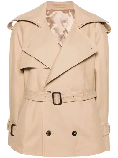 Wardrobe.nyc Belted Cropped Trench Coat In Neutrals