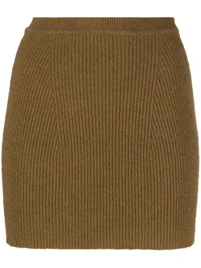 Wardrobe.nyc Knitted Straight Miniskirt In Brown
