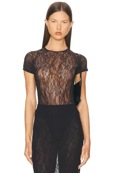 Wardrobe.nyc Lace Cap Sleeve Bodysuit