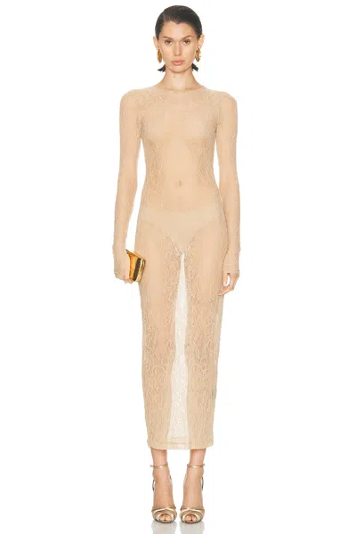 Wardrobe.nyc Lace Long Sleeve Dress In Neutral