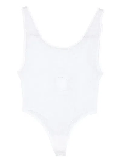 Wardrobe.nyc Lace-paneled Bodysuit In White