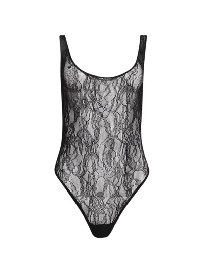 Wardrobe.nyc Lace Tank Bodysuit Black