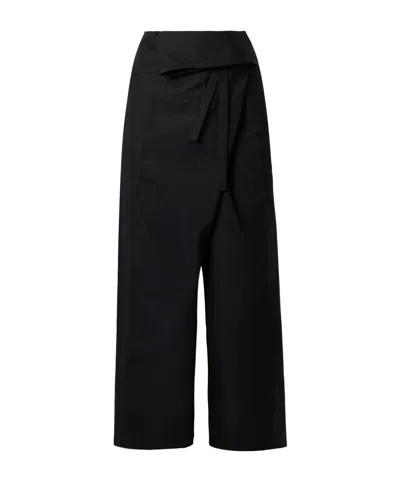 Wardrobe.nyc Fisherman Tie-front Wide-leg Pants In Black
