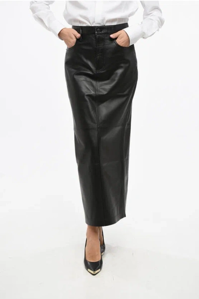 WARDROBE.NYC LEATHER COLUMN LONGUETTE WITH BACK SPLIT