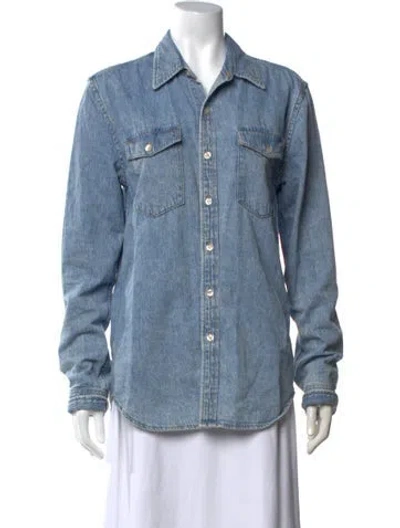 Pre-owned Wardrobe.nyc Long Sleeve Button-up Top In Blue