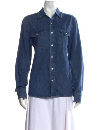 Pre-owned Wardrobe.nyc Long Sleeve Button-up Top In Blue