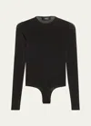 Wardrobe.nyc Long Sleeve Sheer Bodysuit In Black