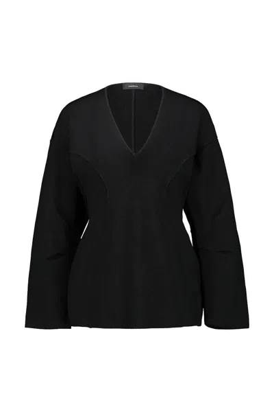 Wardrobe.nyc Matte V-neck Sweater Clothing In Black