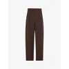 Wardrobe.nyc Womens Dark Brown High-rise Wide-leg Virgin-wool Trousers In Dark Brown