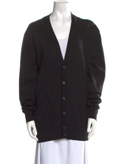 Pre-owned Wardrobe.nyc Merino Wool V-neck Sweater In Black