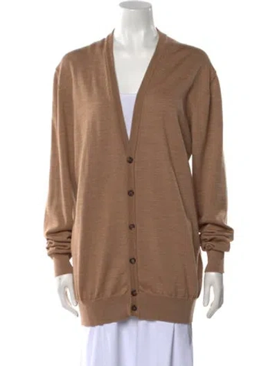 Pre-owned Wardrobe.nyc Merino Wool V-neck Sweater In Brown