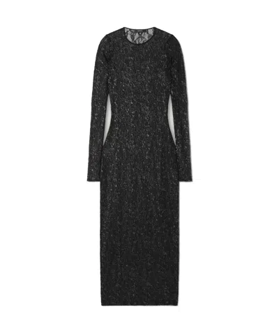 Wardrobe.nyc Metallic Corded Lace Midi Dress In Black