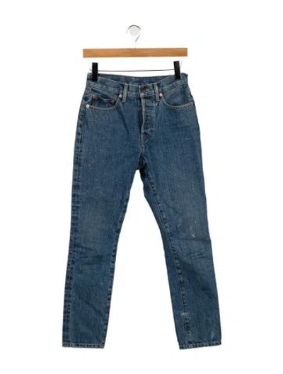 Pre-owned Wardrobe.nyc Mid-rise Straight Leg Jeans In Blue