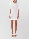 Wardrobe.nyc Mini Sheath Dress Puff Sleeves In Neutrals