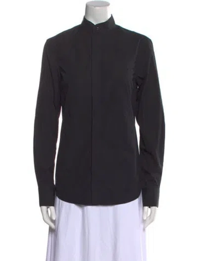 Pre-owned Wardrobe.nyc Mock Neck Long Sleeve Button-up Top In Black