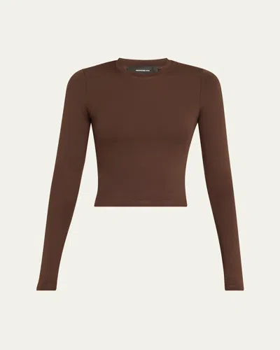 Wardrobe.nyc Opaque Long Sleeve Tee In Dark Brown