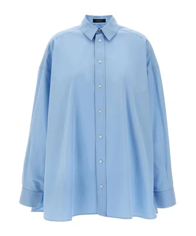 Wardrobe.nyc 'oversize Shirt Dress Mini' Dress In Blue