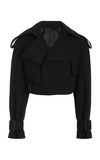 Wardrobe.nyc Perfecto Cropped Cotton Trench Coat In Black