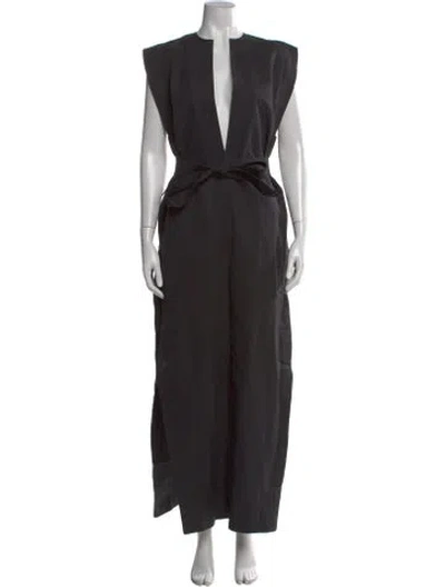 Pre-owned Wardrobe.nyc Plunge Neckline Long Dress In Black