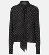 Wardrobe.nyc Polka-dot Tie-neck Silk Blouse In Black