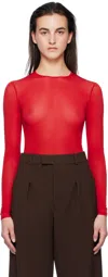 Wardrobe.nyc Red Sheer Bodysuit In Red