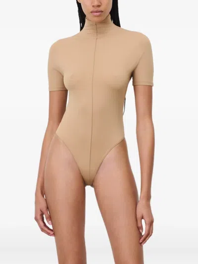 Wardrobe.nyc Rhw Short-sleeve Bodysuit In Brown