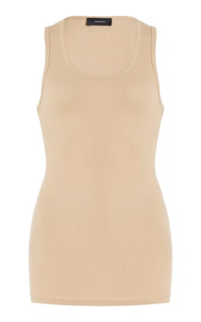 Wardrobe.nyc Ribbed Cotton Tank Top In Khaki