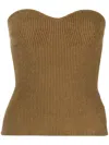 Wardrobe.nyc Ribbed-knit Bandeau Top In Brown