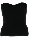 Wardrobe.nyc Textured Rib Knit Bandeau With Heart-shaped Neckline In Black