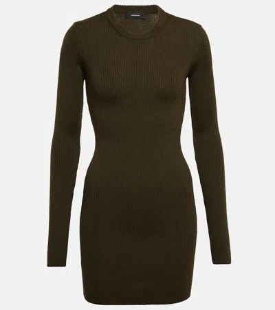 Wardrobe.nyc Ribbed-knit Wool Minidress In Green