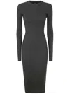Wardrobe.nyc Ribbed Long Sleeve Dress In Grey