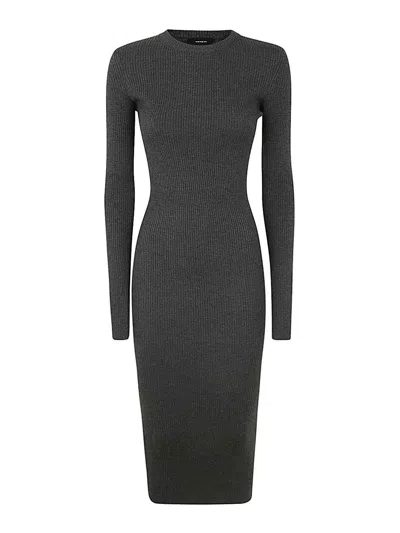 Wardrobe.nyc Ribbed Long Sleeve Dress In Gray