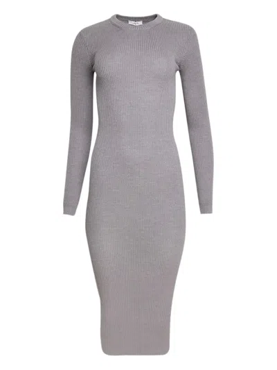 Wardrobe.nyc Ribbed Long-sleeve Midi Dress In Brown