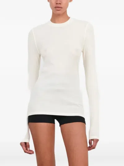 Wardrobe.nyc Ribbed Long-sleeve T-shirt In White