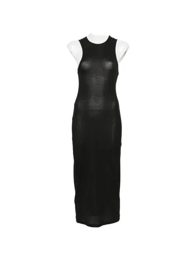 Wardrobe.nyc Ribbed-knit Sleeveless Midi Dress In Black