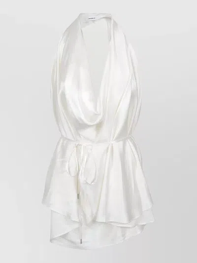 Wardrobe.nyc Satin Halter Top Draped Tie Detail In White