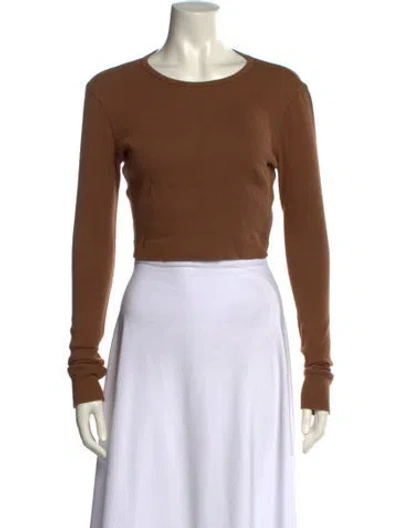 Pre-owned Wardrobe.nyc Scoop Neck Long Sleeve Crop Top In Brown