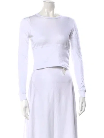 Pre-owned Wardrobe.nyc Scoop Neck Long Sleeve Crop Top In White
