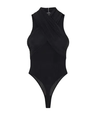 Wardrobe.nyc Semi-transparent Vest-style Bodysuit In Black