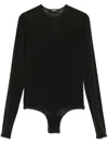 Wardrobe.nyc Long Sleeve Sheer Bodysuit In Black
