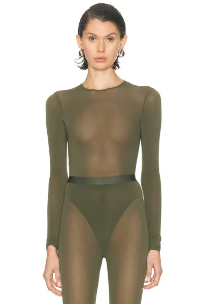 Wardrobe.nyc Sheer Bodysuit In Green