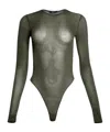 Wardrobe.nyc Sheer Bodysuit Military In Green