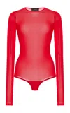 Wardrobe.nyc Sheer Bodysuit In Red