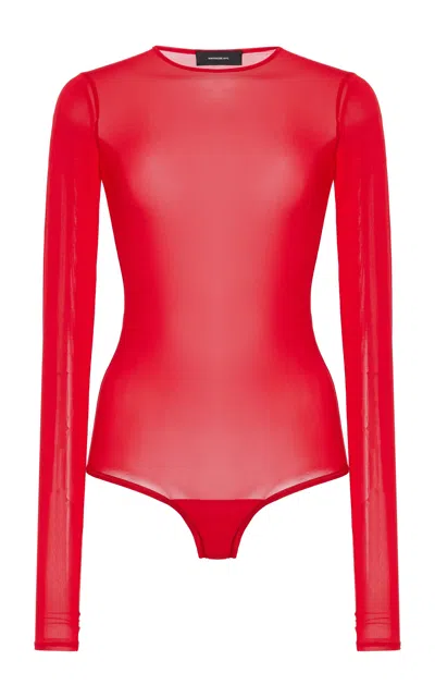 Wardrobe.nyc Sheer Bodysuit In Red