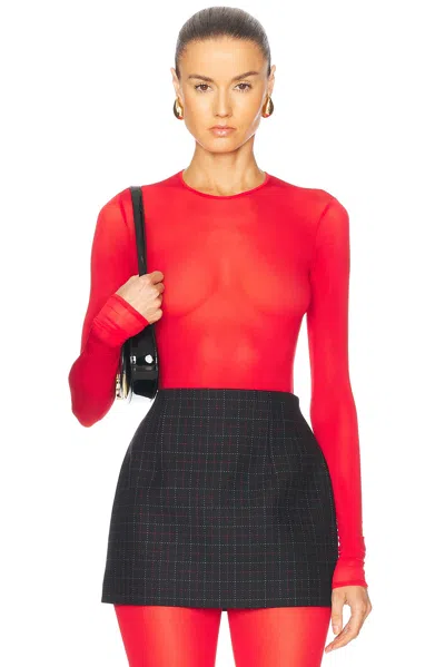 Wardrobe.nyc Sheer Bodysuit In Red