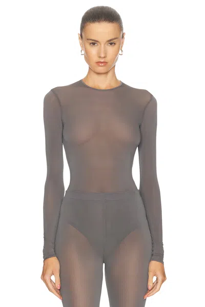 Wardrobe.nyc Sheer Bodysuit In Slate