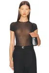 Wardrobe.nyc Sheer Cap Sleeve Bodysuit