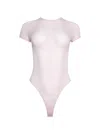Wardrobe.nyc Sheer Cap Sleeve Bodysuit Blush