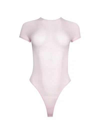 Wardrobe.nyc Sheer Cap Sleeve Bodysuit Blush